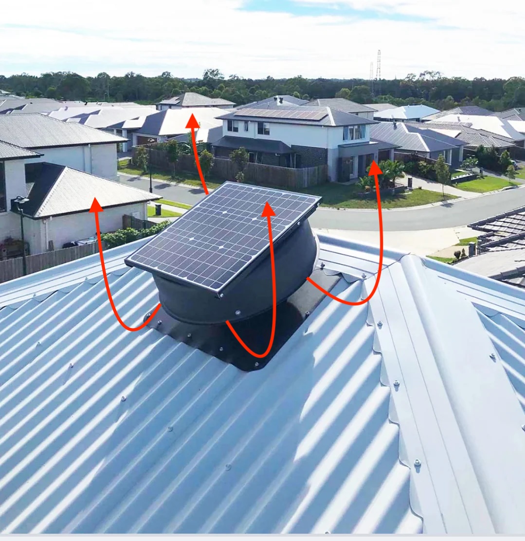 Solar-powered roof ventilation fan